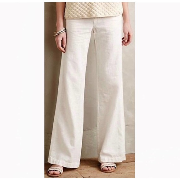 Pilcro Linen Wide Leg Pant White Size 4 - Picture 2 of 11